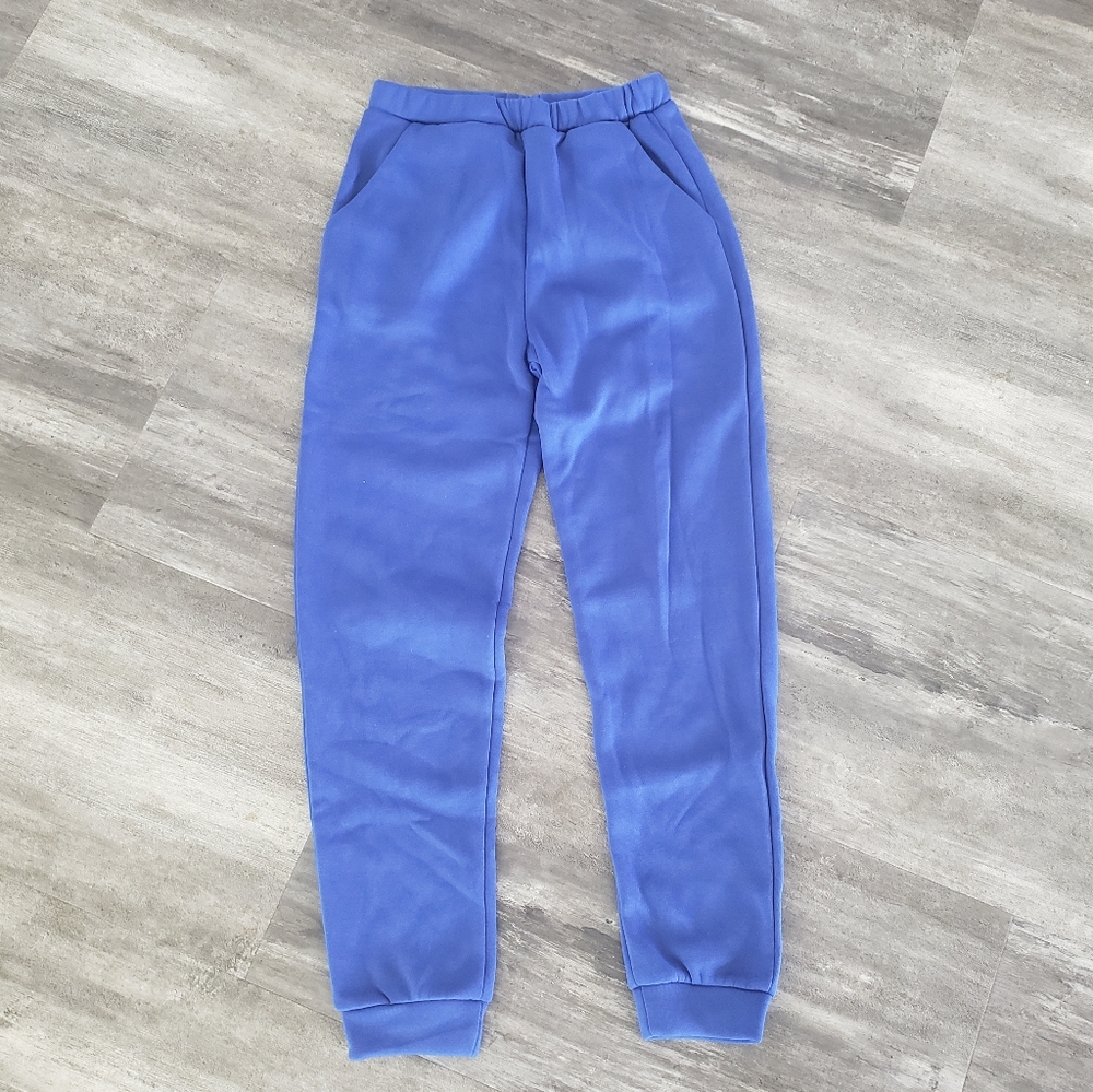 Blue Basic High Waist Banded 2 Sweats